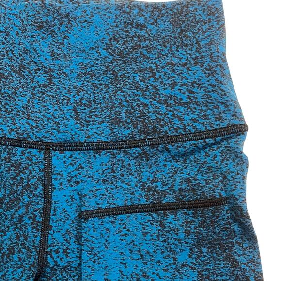 Lululemon Women‎ 6 Wunder Under Legging Luon Spray Jacquard Shocking Blue Black - Picture 1 of 6